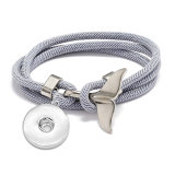 Couple Milan Line Ocean Series Anchor Style Whale Tail Bracelet Braided Rope Men's and Women's Bracelets fit 18mm snap button jewelry