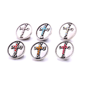 20MM Cross Rhinestones design  Metal snap buttons