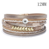 Rice Beaded Hand Braided Multilayer Bracelet fit 12mm snaps chunks