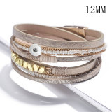 Rice Beaded Hand Braided Multilayer Bracelet fit 12mm snaps chunks