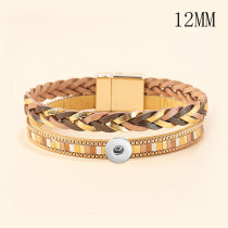 Punk style pu multi-layer braided braid leather bracelet for men and women fit 12mm snaps chunks