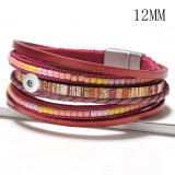 Bohemian Bracelet Hand Braided Leather Cord Bracelet Alloy Magnetic Buckle fit 12mm snaps chunks