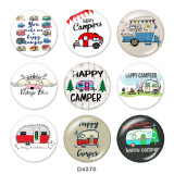 Painted metal 20mm snap buttons  car happy camper Print