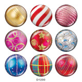 Painted metal 20mm snap buttons  Christmas ball Print