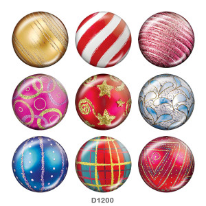 20MM Christmas ball Print glass snaps buttons