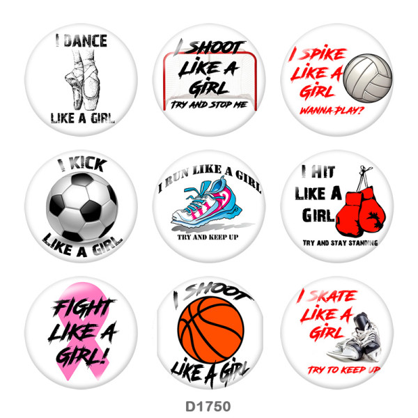 Painted metal 20mm snap buttons  dance Print