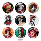 Painted metal 20mm snap buttons  skull Print