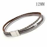 Bohemian Leather Jewelry Multilayer Handmade Bracelet Braided Magnetic Buckle fit 12mm snaps chunks