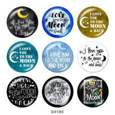 20MM MOON love Print glass snaps buttons