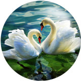 20MM White Swan love glass snaps buttons