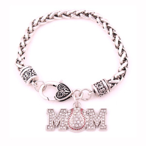 Baseball Softball Diamond MOM Alloy Bracelet Mother's Day