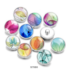 20MM Colorful Leaves glass snaps buttons