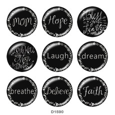 20MM mom hope family Print glass snaps buttons