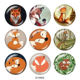 Painted metal 20mm snap buttons  fox Print