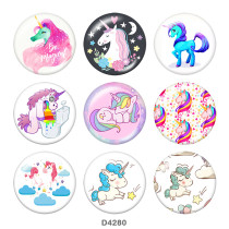 20MM unicorn Print glass snaps buttons