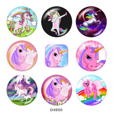 20MM unicorn Print glass snaps buttons