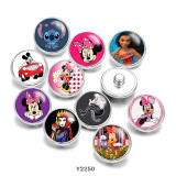 20MM Cartoon princess  glass snaps buttons