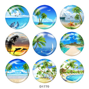 20MM seaside Print glass snaps buttons Beach Ocean