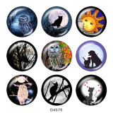 20MM owl Print glass snaps buttons