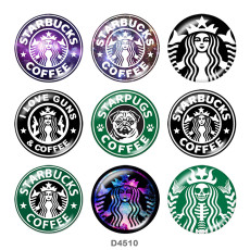Painted metal 20mm snap buttons  Starbucks Print