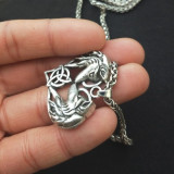 60cm Heart Couple Love Pendant Celtic Elf Wolf Necklace Wolf Couple Viking