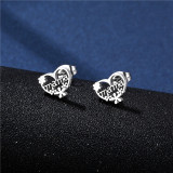 Stainless Steel Heart Mom Necklace Stud Earrings Set Mother's Day Gift 45CM