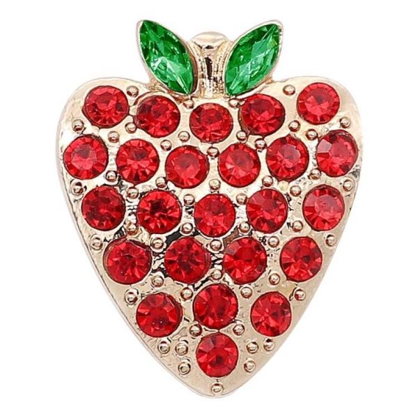 20MM design Strawberry gold metal  plated snap With red rhinestones KC9276 charms snaps jewelry