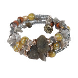 Bohemian Alloy Crystal Natural Stone Beaded Multilayer Winding Beach Bracelet