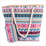 Beach bag Colorful large-capacity canvas bag with small change bag