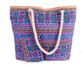 Beach bag Colorful large-capacity canvas bag with small change bag