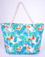 Flamingo Print Canvas Bag Vacation Beach Bag