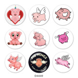 Painted metal 20mm snap buttons  pig Print