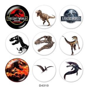 Painted metal 20mm snap buttons  Jurassic Park Print