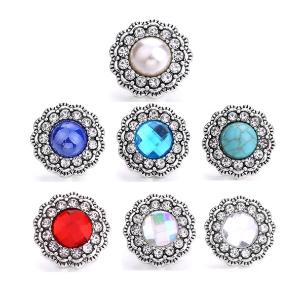 20MM  Pearl turquoise rhinestones  design  Metal snap buttons