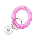 Plastic spring hand ring Telephone line storage key ring bracelet Retractable ring fit 18mm snap button jewelry
