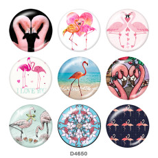 20MM Flamingo LOVE Print glass snaps buttons