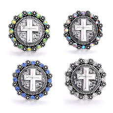20MM  cross rhinestones   design  Metal snap buttons