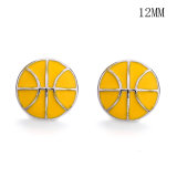 12MM basketball enamel snap silver plated  interchangable snaps jewelry