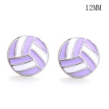 12MM volleyball enamel snap silver plated  interchangable snaps jewelry