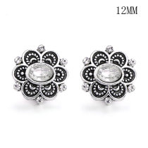 12MM rhinestones snap silver plated  interchangable snaps jewelry