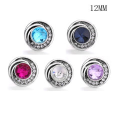 12MM rhinestones snap silver plated  interchangable snaps jewelry