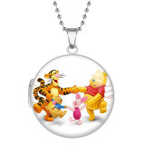 10 styles Winnie the Pooh Stainless Steel Rainted Phase Box Photo Necklace  Chain Length 60cm  Diameter 2.7cm