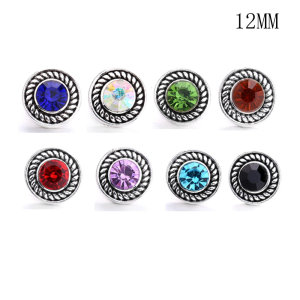 12MM rhinestones snap silver plated  interchangable snaps jewelry