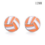 12MM volleyball enamel snap silver plated  interchangable snaps jewelry