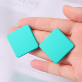 Painted Frosted Square Round Geometric Stud Earrings