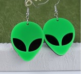 Fluorescent Green Alien Acrylic Earrings