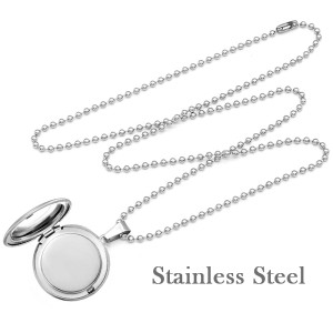10 styles Cartoon The Little Mermaid Stainless Steel Rainted Phase Box Photo Necklace  Chain Length 60cm  Diameter 2.7cm