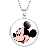 10 styles Cartoon Mickey Mouse Stainless Steel Rainted Phase Box Photo Necklace  Chain Length 60cm  Diameter 2.7cm