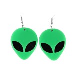 Fluorescent Green Alien Acrylic Earrings
