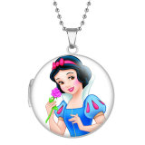 10 styles Snow White Stainless Steel Rainted Phase Box Photo Necklace  Chain Length 60cm  Diameter 2.7cm